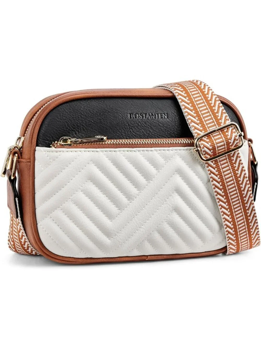 Women's Beige Brown Leather Crossbody Purses Shoulder Handbags with Wide Strap